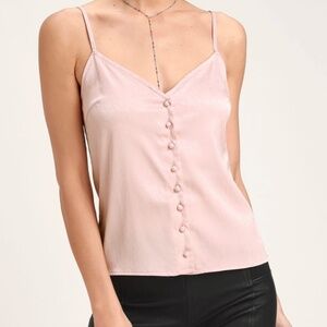 🍉 AEO Blush Silky Button Cami Criss Cross Top